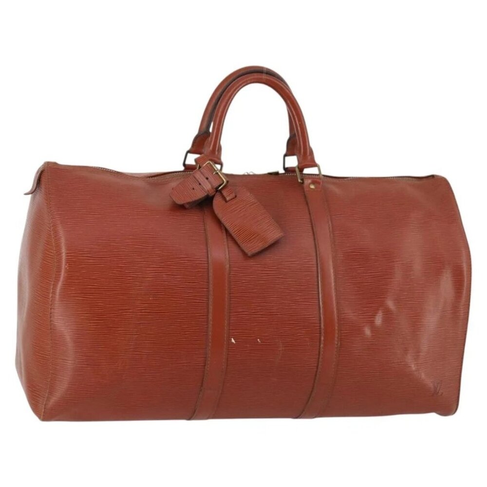LOUIS VUITTON Epi Keepall 50 Boston Bag Brown M42968 LV Auth bs29308